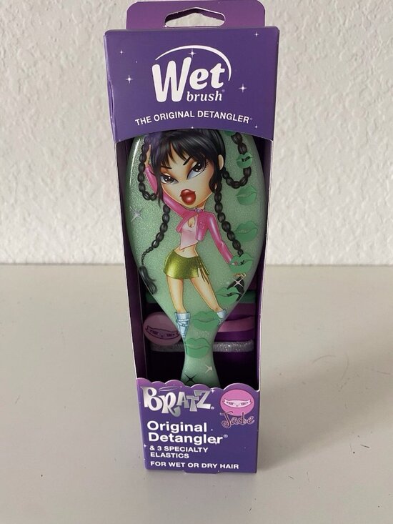 The Wet Brush Accessories - Wet Brush Bratz JADE Original Detangler & 3 Specialty Hair Elastics Wet Or Dry
